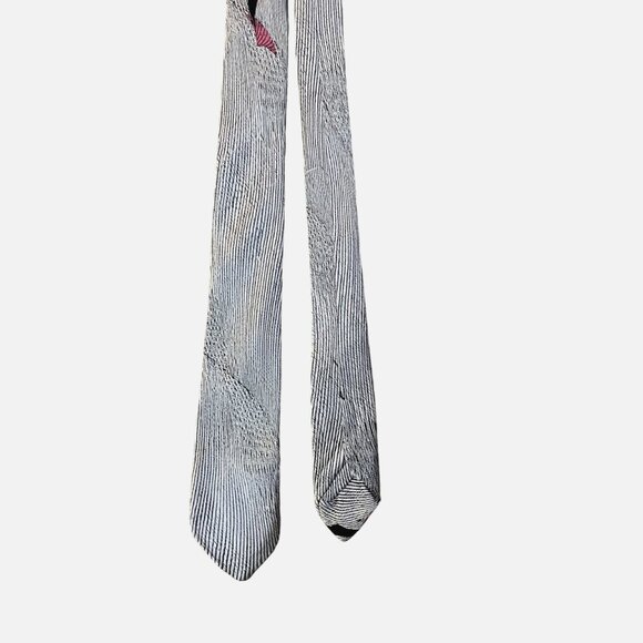 Unbranded Other - Vintage Gray Black Red Skinny Tie 1.75” w